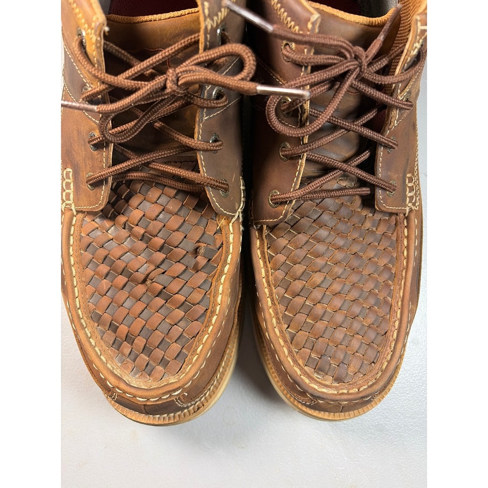 Twisted X Driving Moc Chukka Boots Mens 12M Brown Leather Woven MCA0032 Wedge - Picture 7 of 8